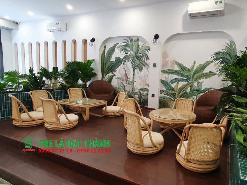 bàn ghế ăn bằng mây
