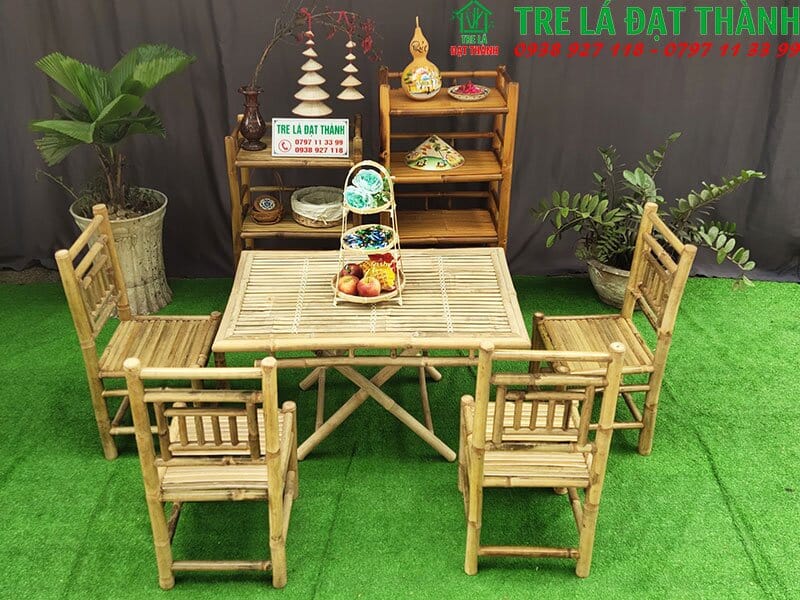 b&agrave;n ghế ăn bằng tre