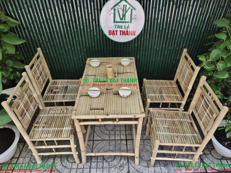 b&agrave;n ghế ăn bằng tre