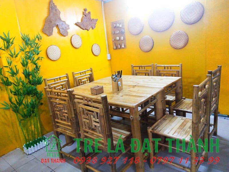 b&agrave;n ghế ăn bằng tre BGABT001