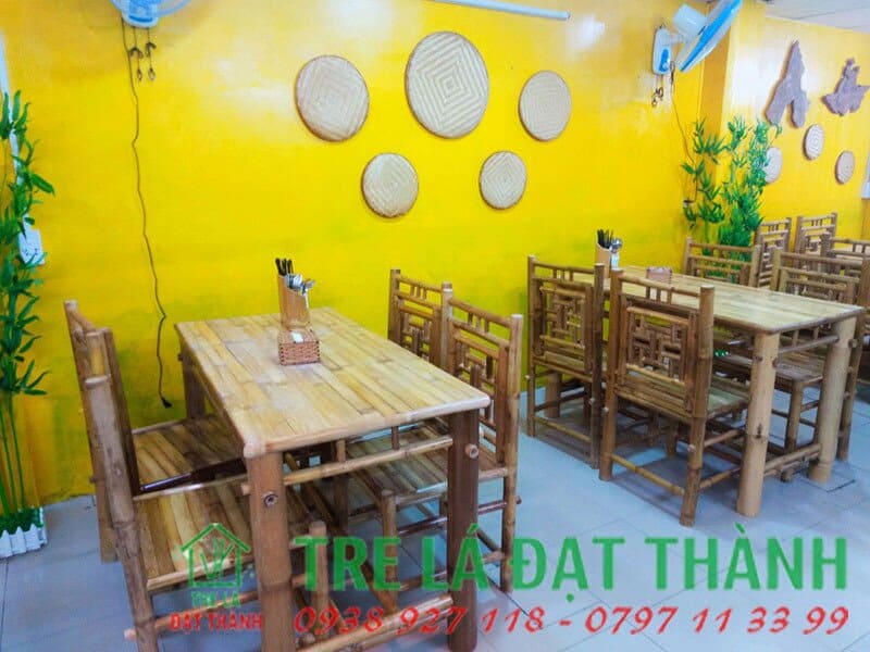 b&agrave;n ghế ăn bằng tre BGABT001