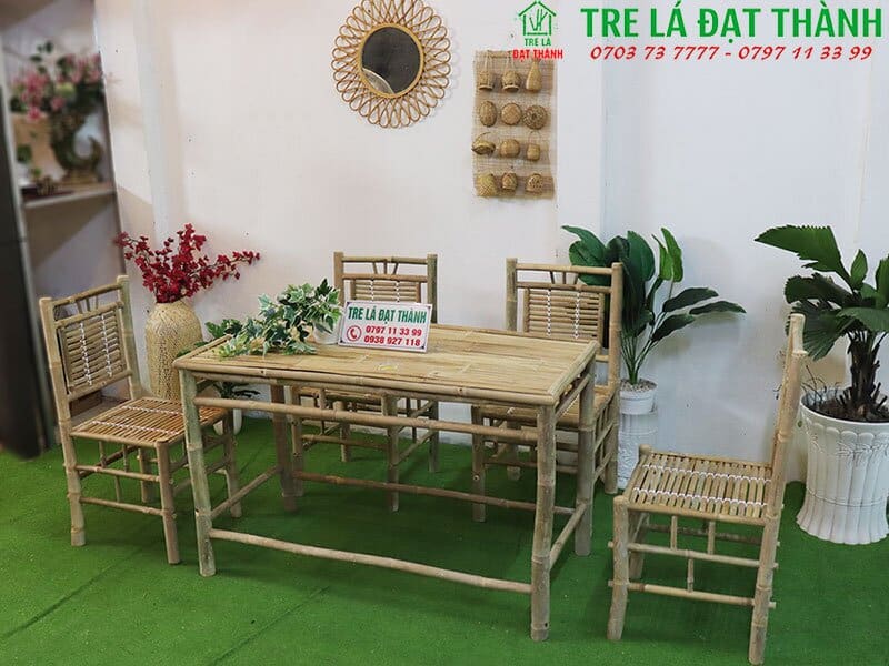 b&agrave;n ghế ăn bằng tre BGABT003
