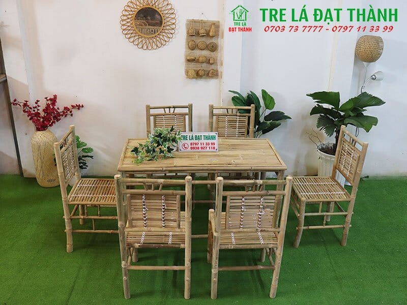 b&agrave;n ghế ăn bằng tre BGABT003