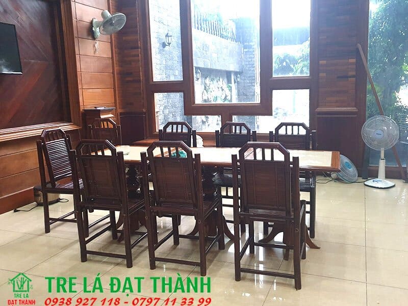 b&agrave;n ghế ăn bằng tre BGABT007