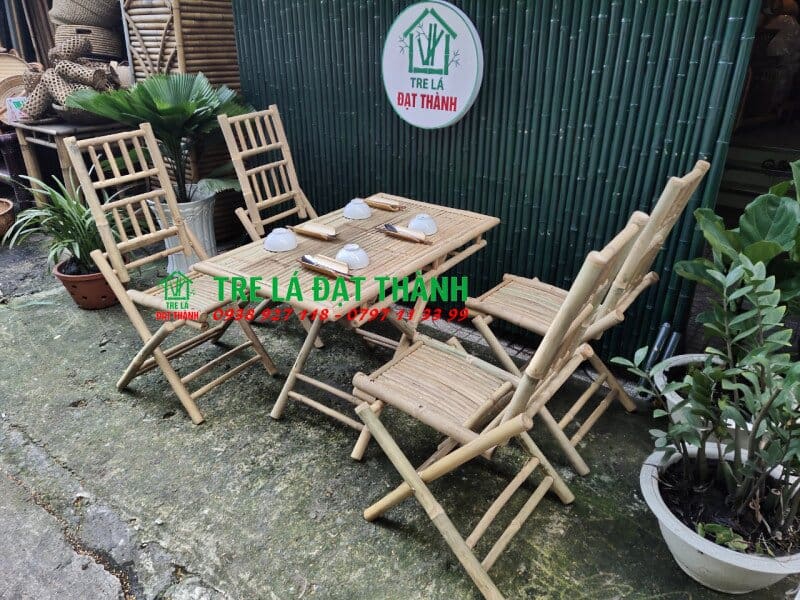 b&agrave;n ghế ăn bằng tre BGABT008