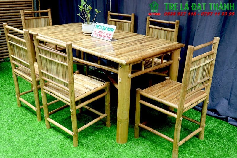 b&agrave;n ghế ăn bằng tre BGABT010