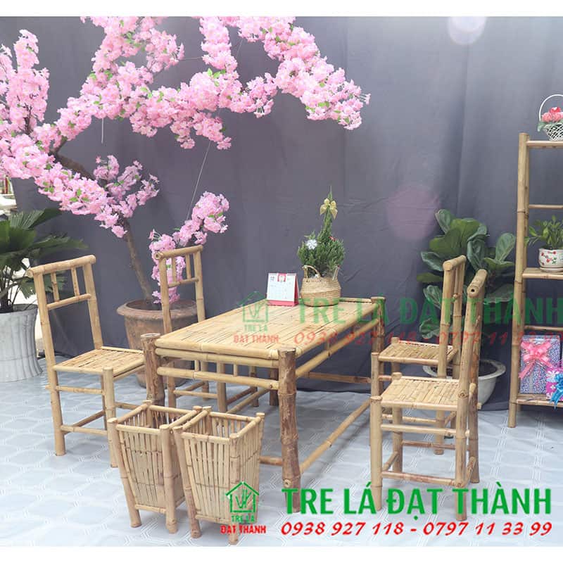 b&agrave;n ghế ăn bằng tre BGABT013