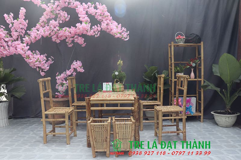 b&agrave;n ghế ăn bằng tre BGABT013
