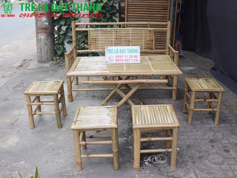 b&agrave;n ghế ăn bằng tre BGABT022