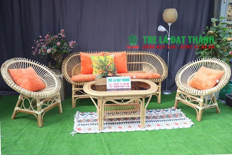 bàn ghế mây phòng khách nhỏ