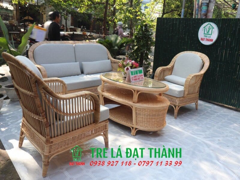 bàn ghế mây tre phòng khách giá rẻ