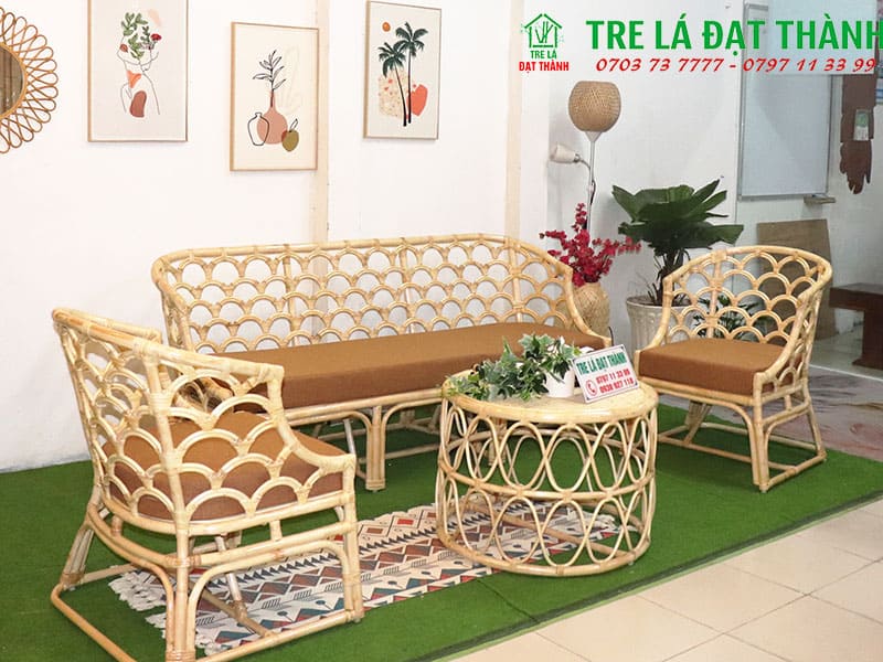 bàn ghế mây tự nhiên Tre Lá Đạt Thành