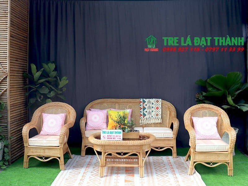 bàn ghế song mây Tre Lá Đạt Thành