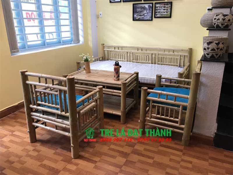 thi công bàn ghế tre trúc homestay