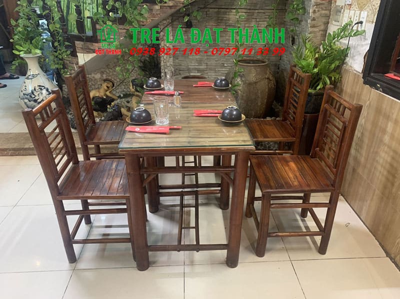 b&agrave;n ghế gỗ tre &eacute;p