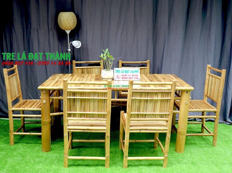b&agrave;n ghế tre mặt b&agrave;o BGTMB001