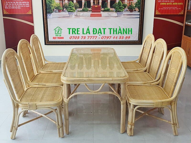 bộ bàn ăn mây tre đan