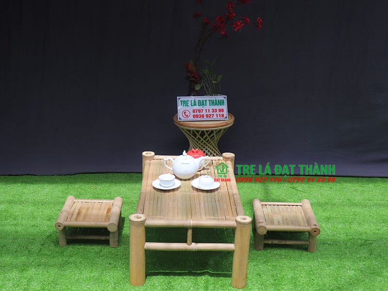 bộ bàn ghế tre mini