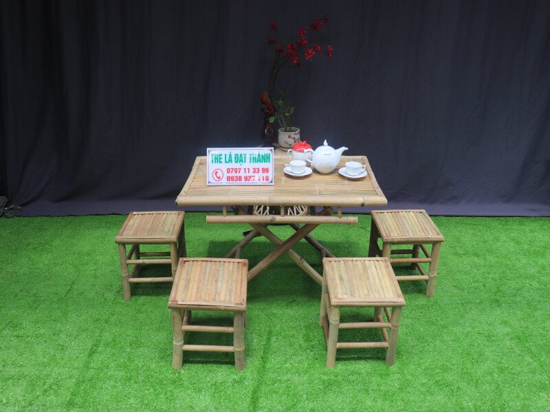 bộ bàn ghế tre mini