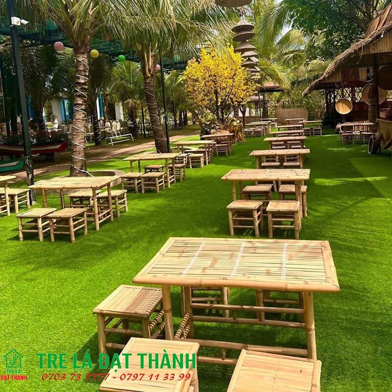 bộ bàn ghế tre mini