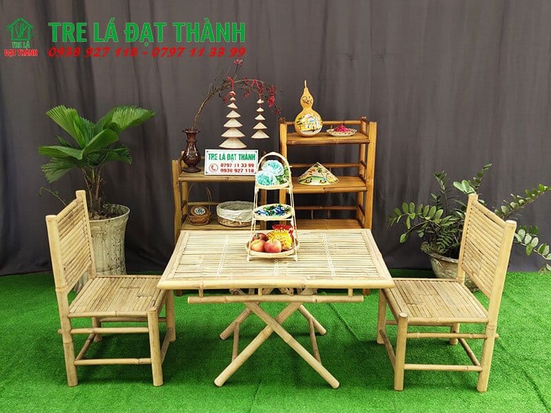 bộ b&agrave;n ghế tre mini BBGTM001