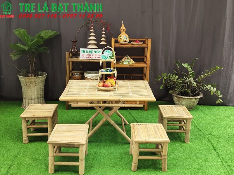 bộ b&agrave;n ghế tre mini BBGTM002