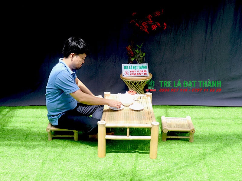 bộ b&agrave;n ghế tre mini BBGTM004