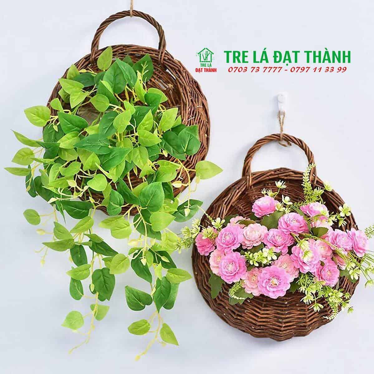 B&igrave;nh hoa bằng m&acirc;y tre đan