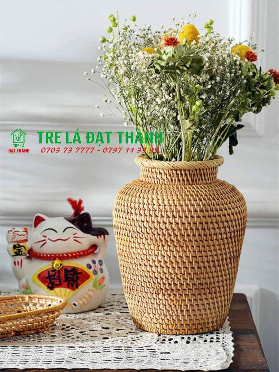 b&igrave;nh hoa m&acirc;y tre đan BHMTD001