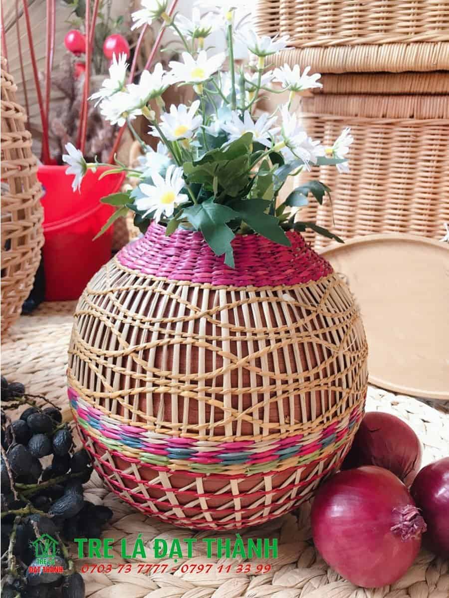 bình hoa mây tre đan BHMTD004