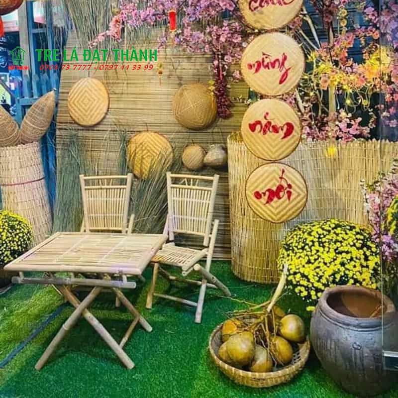 ghế tre xếp trang trí tết