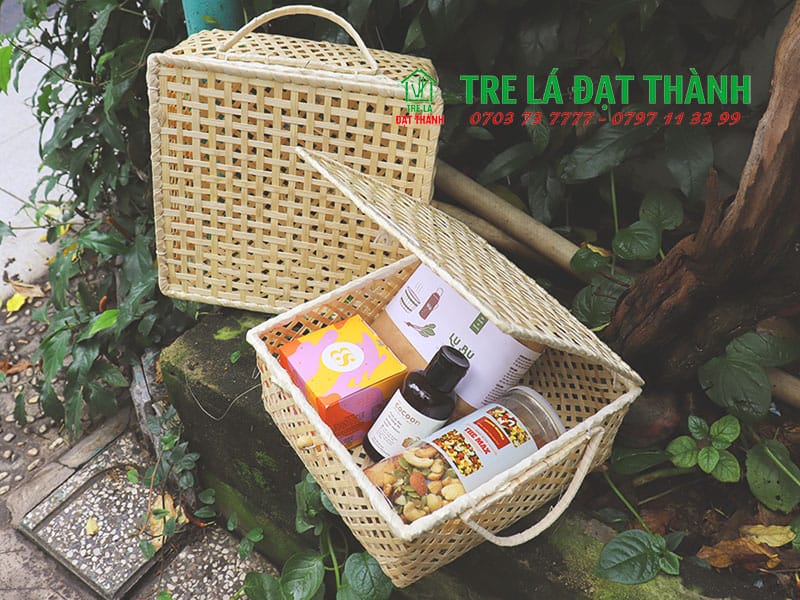 hộp qu&agrave; m&acirc;y tre đan