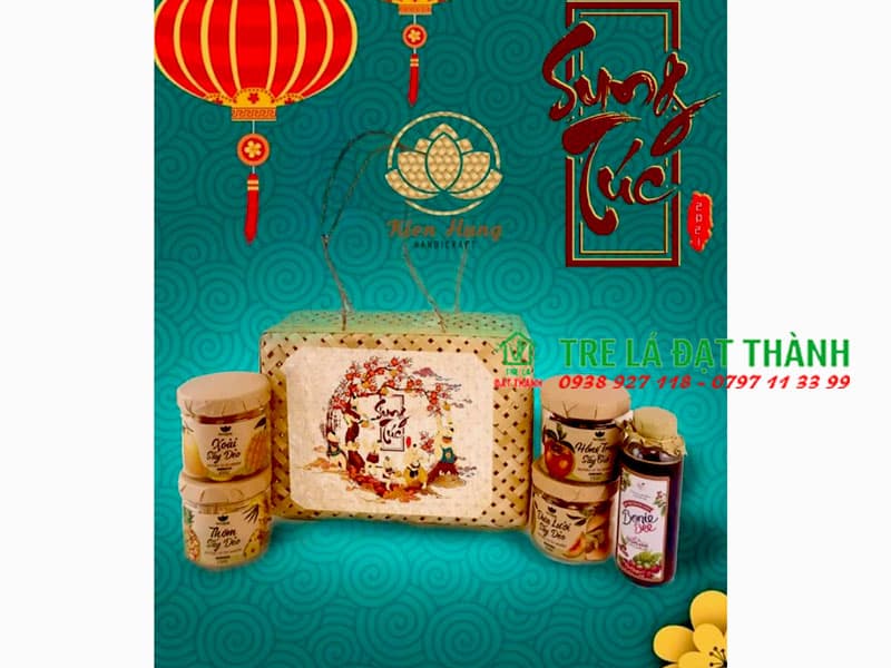 hộp qu&agrave; m&acirc;y tre đan HQMTD002
