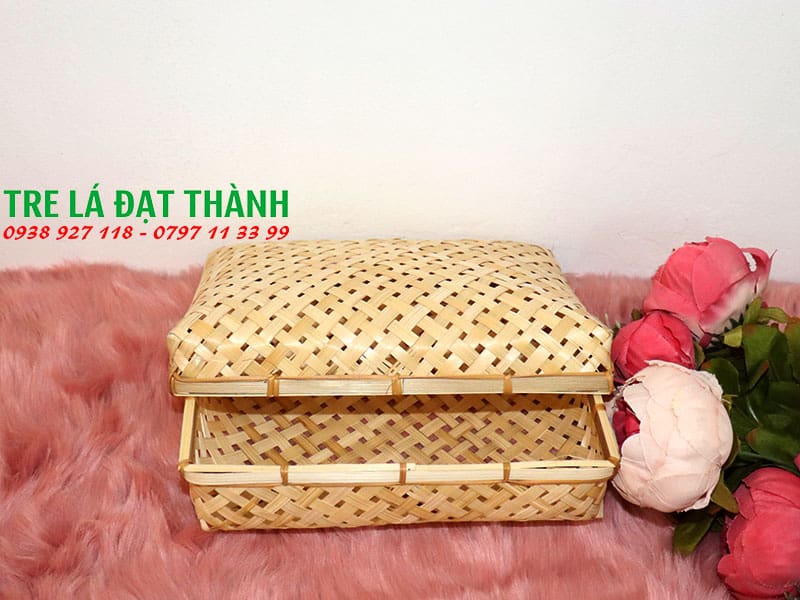 hộp qu&agrave; m&acirc;y tre đan HQMTD003