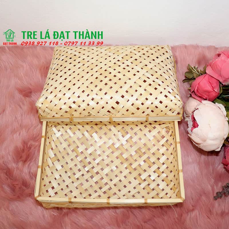hộp qu&agrave; m&acirc;y tre đan HQMTD003