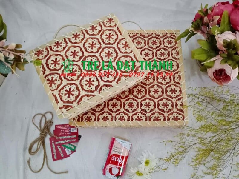 hộp qu&agrave; m&acirc;y tre đan HQMTD007