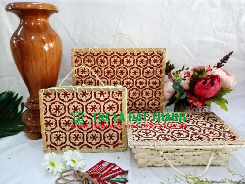 hộp qu&agrave; m&acirc;y tre đan HQMTD007