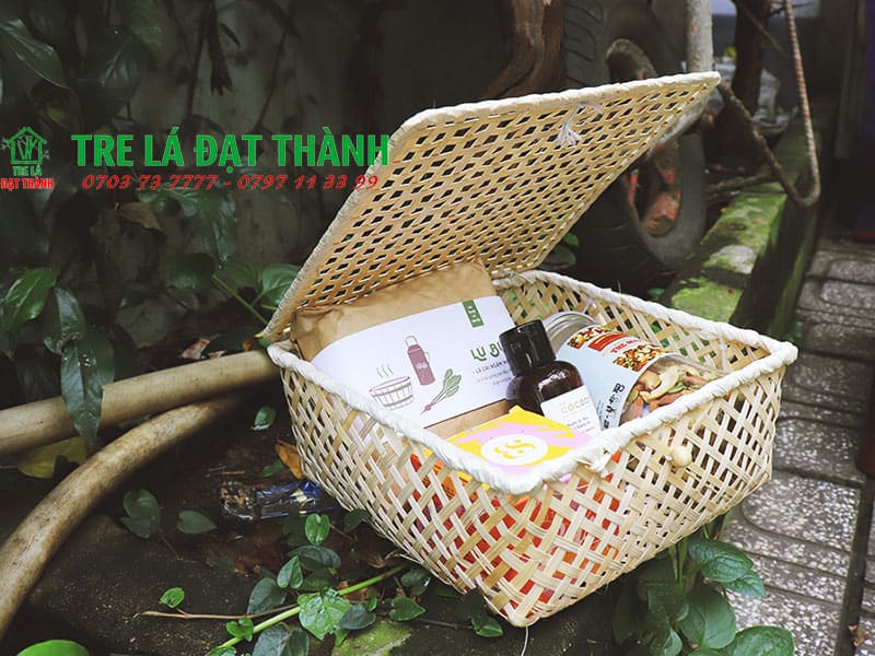 hộp qu&agrave; m&acirc;y tre đan HQMTD013