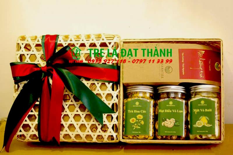 hộp qu&agrave; m&acirc;y tre đan HQMTD015