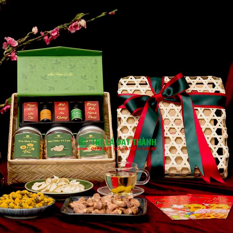 hộp qu&agrave; m&acirc;y tre đan HQMTD015