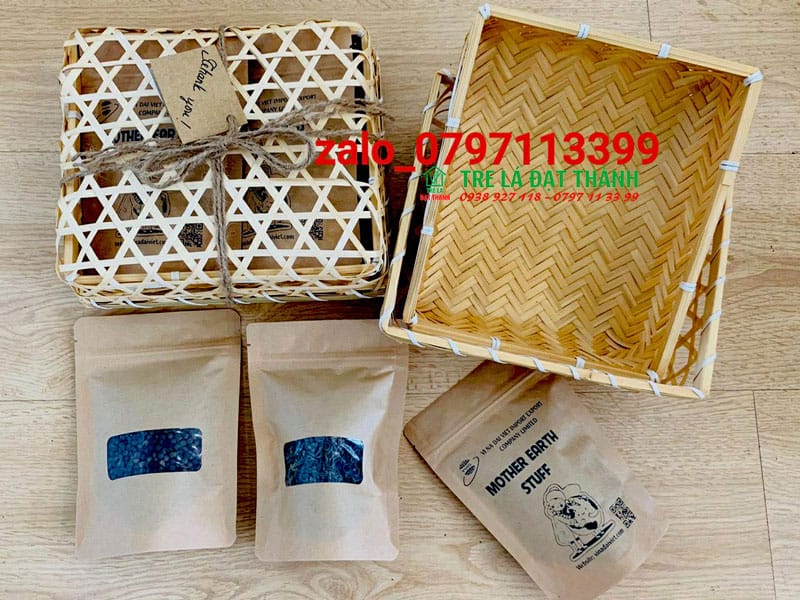 hộp qu&agrave; m&acirc;y tre đan HQMTD015
