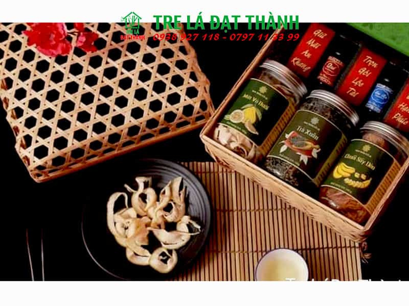 hộp qu&agrave; m&acirc;y tre đan HQMTD015