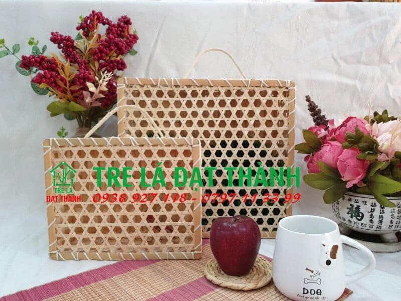 hộp qu&agrave; m&acirc;y tre đan HQMTD017