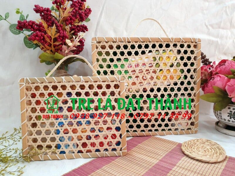 hộp qu&agrave; m&acirc;y tre đan HQMTD017