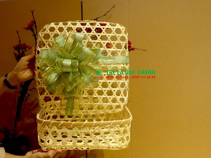 hộp qu&agrave; m&acirc;y tre đan HQMTD020