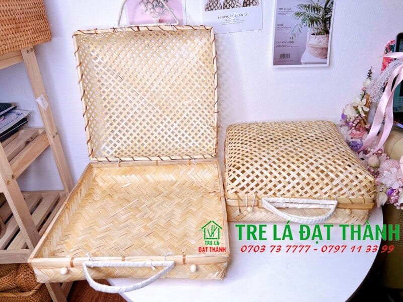 hộp qu&agrave; m&acirc;y tre đan HQMTD021