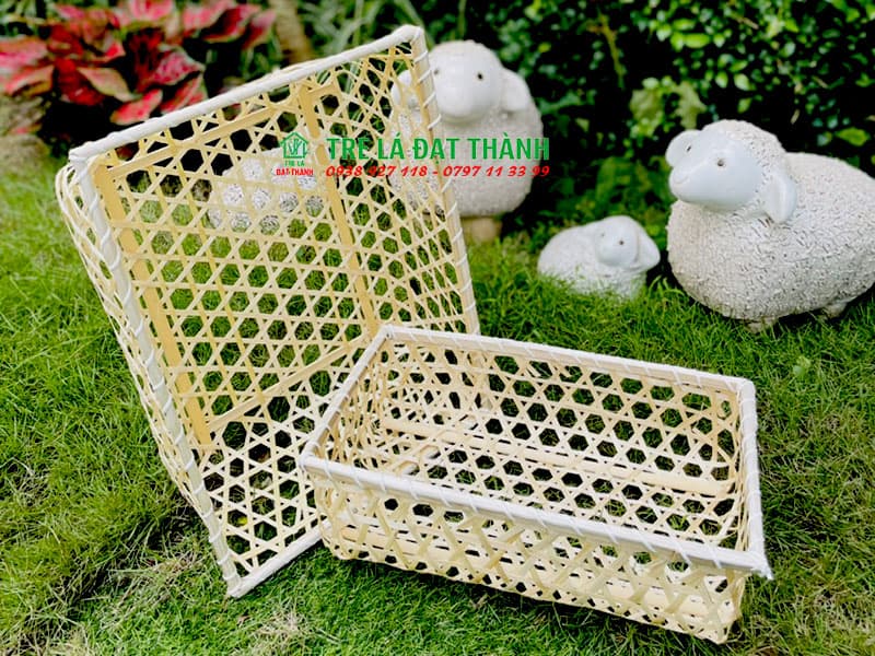 hộp qu&agrave; m&acirc;y tre đan HQMTD023