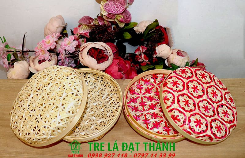 hộp qu&agrave; m&acirc;y tre đan HQMTD024