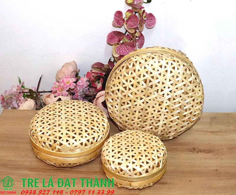 hộp qu&agrave; m&acirc;y tre đan HQMTD029