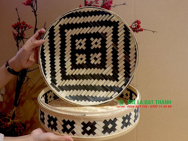 hộp qu&agrave; m&acirc;y tre đan HQMTD030
